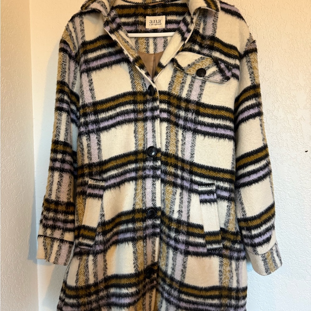 A.N.A Plaid Button-Up Coat